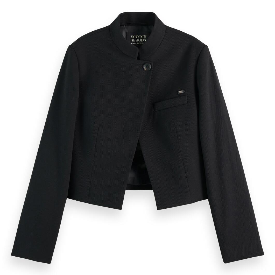 Scotch & Soda Cropped Tailored Gabardine Blazer